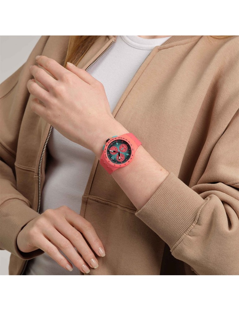 Swatch Watch - Paradiso Kinetiko - Dark Pink-42mm-Turquoise-SUSP100