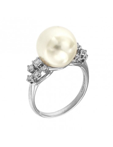 Nimei Women's ring with Australia Maxima Pearl and Diamonds - 0
