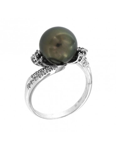 Nimei Women's Ring with Moorea Tahitian Pearl and Diamonds - 0