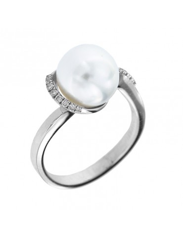 Anello Nimei - Oro Bianco - Perla Australia - Diamanti - PLI1339A