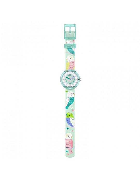 Flik Flak Watch - Happy Budigies - 32mm - Green-Parrots-ZFPNP160