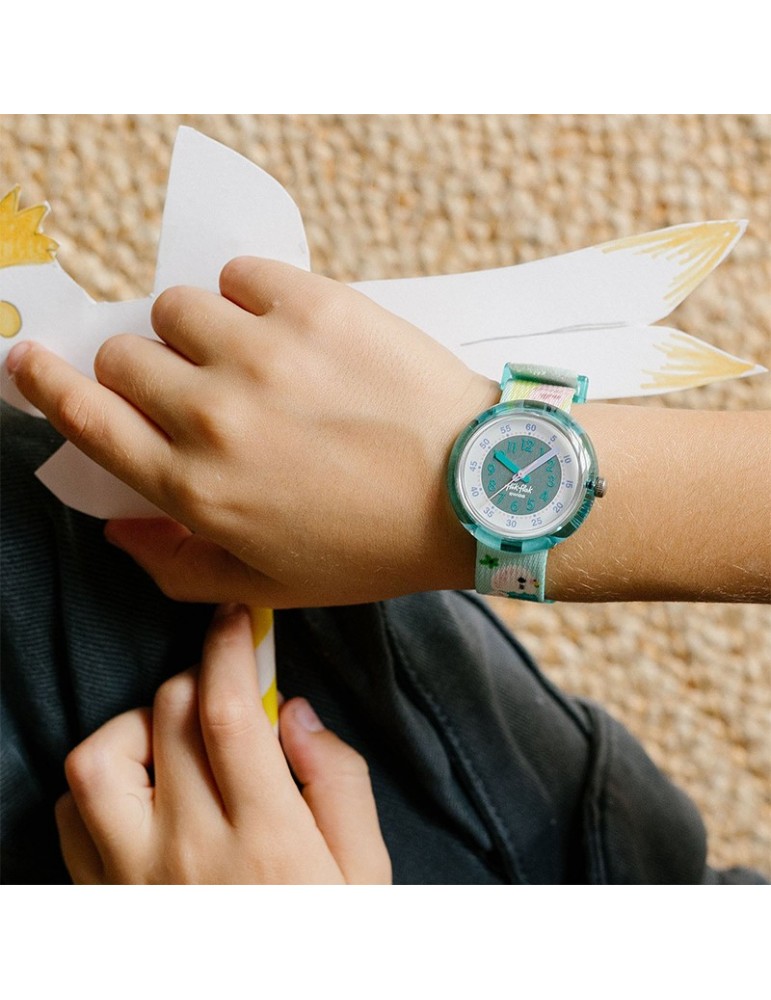 Flik Flak Watch - Happy Budigies - 32mm - Green-Parrots-ZFPNP160