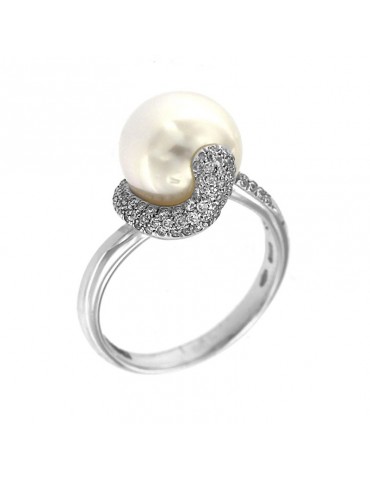 Nimei Women's ring with Australia Pearl and Diamonds - 0