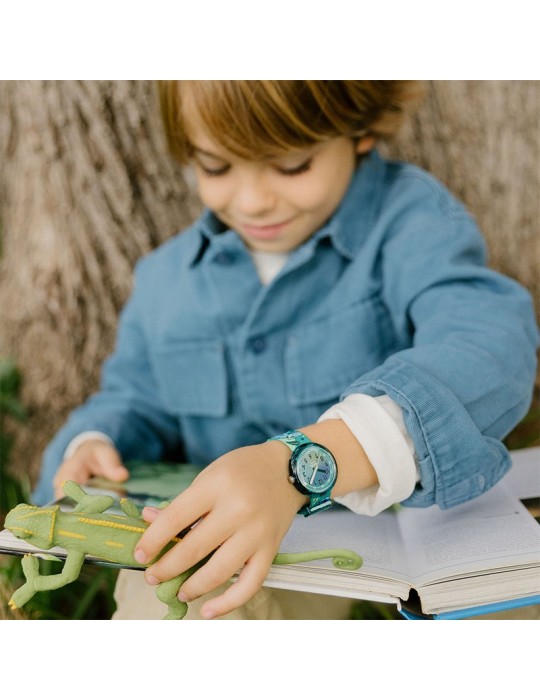Flik Flak watch - Camo Friends - 32mm - Green - Camaleonti -ZFPNP161