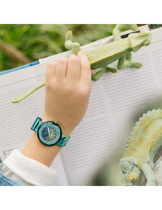 Flik Flak watch - Camo Friends - 32mm - Green - Camaleonti -ZFPNP161