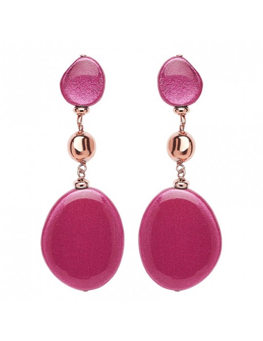 Precious Red Earrings - Pendants - Pink Wooden Elements -24853RIFW
