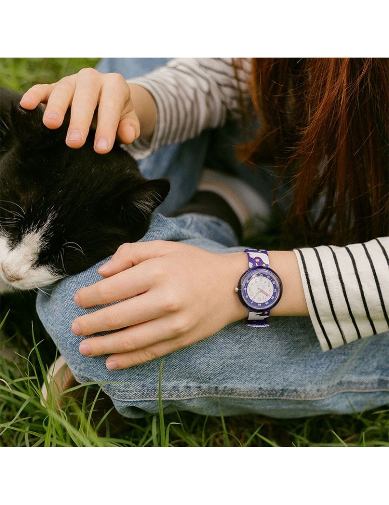 Flik Flak Watch - Fancy Cat - 32mm - Purple - Kitten - ZFPNP164