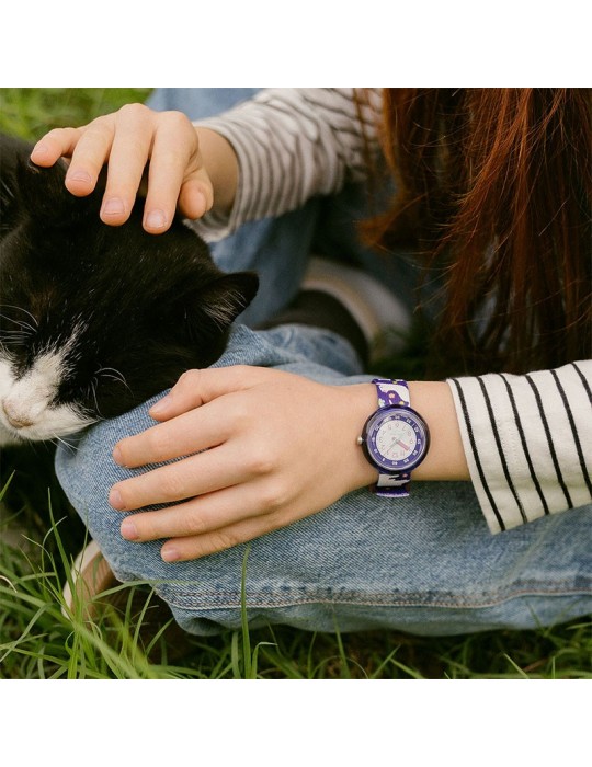 Orologio Flik Flak - Fancy Cat - 32mm - Viola - Gattino - ZFPNP164