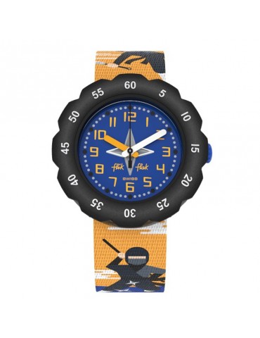 Orologio Flik Flak - Ninjamazing - 35mm Blu e Nero - Ninja - ZFPSP062