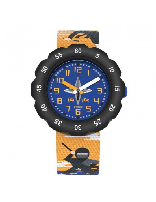 Flik Flak Watch - Ninjamazing - 35mm Blue and Black - Ninja - ZFPSP062