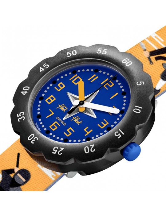 Orologio Flik Flak - Ninjamazing - 35mm Blu e Nero - Ninja - ZFPSP062