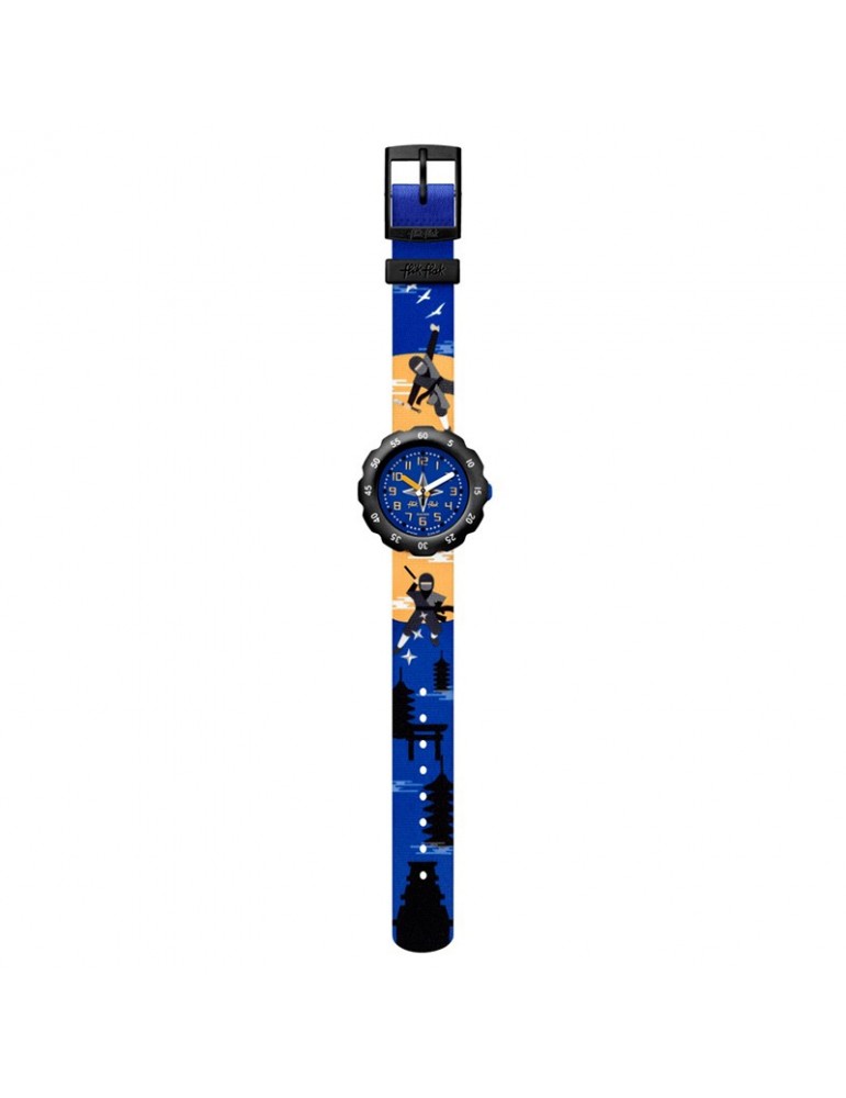 Orologio Flik Flak - Ninjamazing - 35mm Blu e Nero - Ninja - ZFPSP062