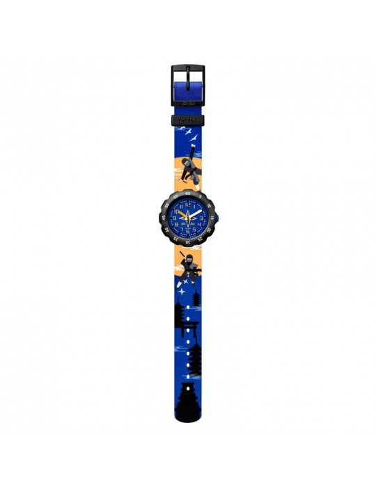Orologio Flik Flak - Ninjamazing - 35mm Blu e Nero - Ninja - ZFPSP062