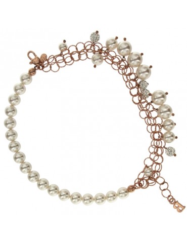 Bracciale Boccadamo - Argento 925% Rosato-Perle-Boules-Swarovski-BR390