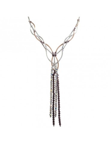 Collana Boccadamo-Argento 925% Rosato-Swarovski Bianchi-Viola-GR218RS