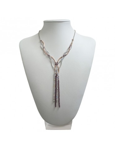 Collana Boccadamo-Argento 925% Rosato-Swarovski Bianchi-Viola-GR218RS 2