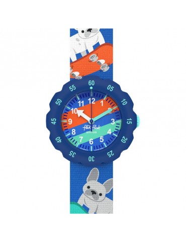 Orologio Flik Flak - Skating Frenchie - 35mm - Blu - Cucciolo-ZFPSP075