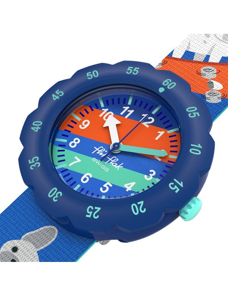 Orologio Flik Flak - Skating Frenchie - 35mm - Blu - Cucciolo-ZFPSP075