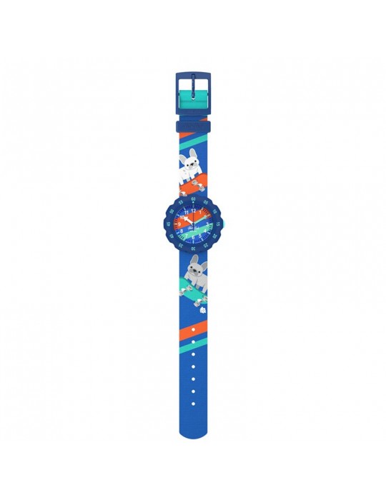 Orologio Flik Flak - Skating Frenchie - 35mm - Blu - Cucciolo-ZFPSP075
