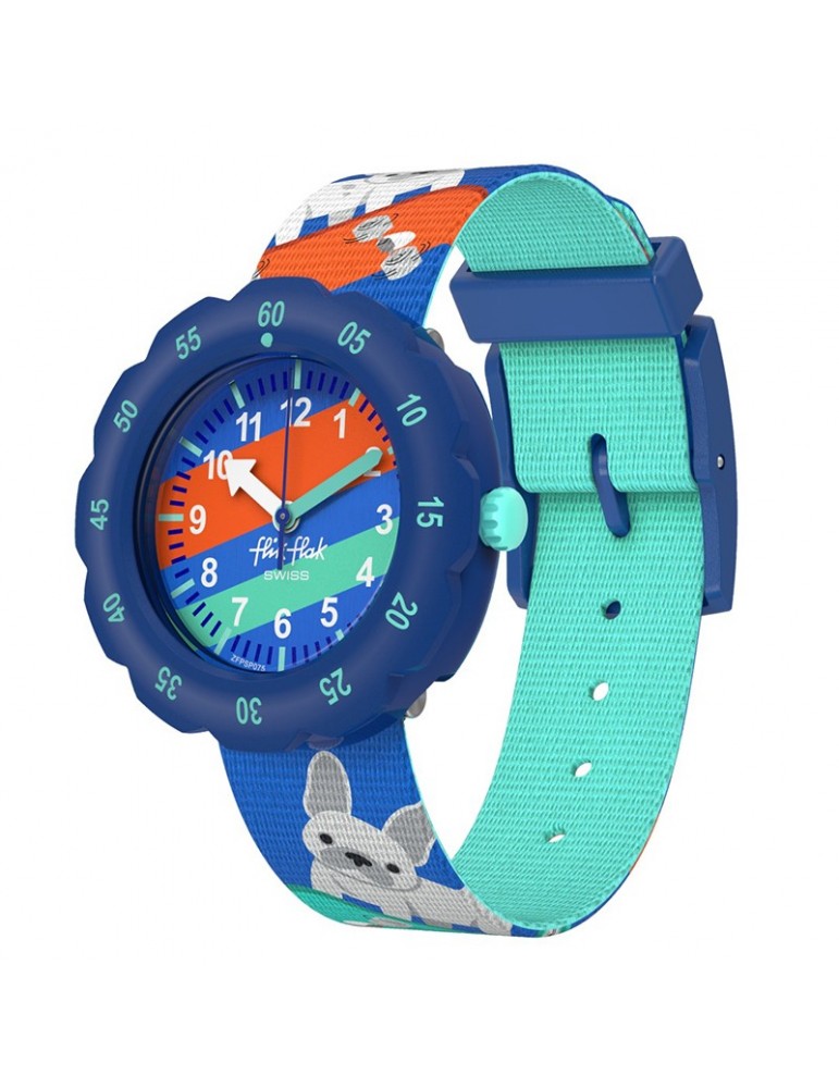 Orologio Flik Flak - Skating Frenchie - 35mm - Blu - Cucciolo-ZFPSP075