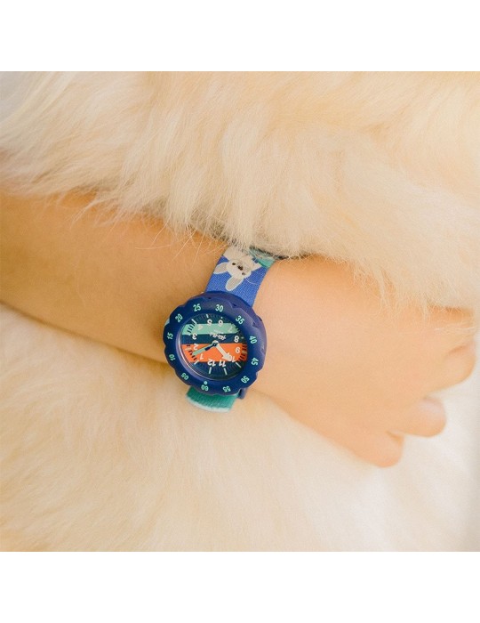 Flik Flak Watch - Skating Frenchie - 35mm - Blue - Puppy-ZFPSP075
