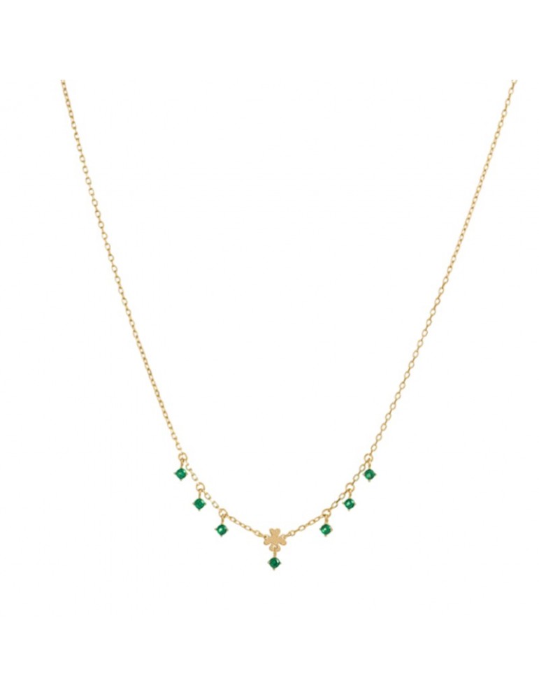 Rue des Mille Crewneck-Mini Four-leaf Clover-Green Zircons-GRZ024M2QUADAU