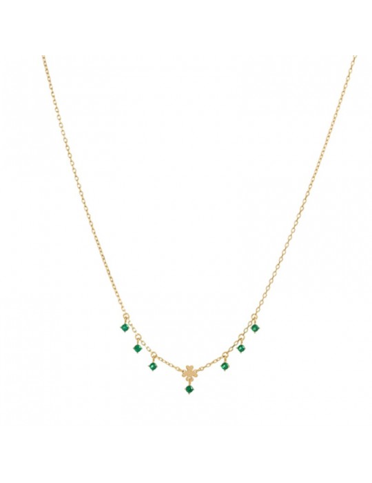 Rue des Mille Crewneck-Mini Four-leaf Clover-Green Zircons-GRZ024M2QUADAU