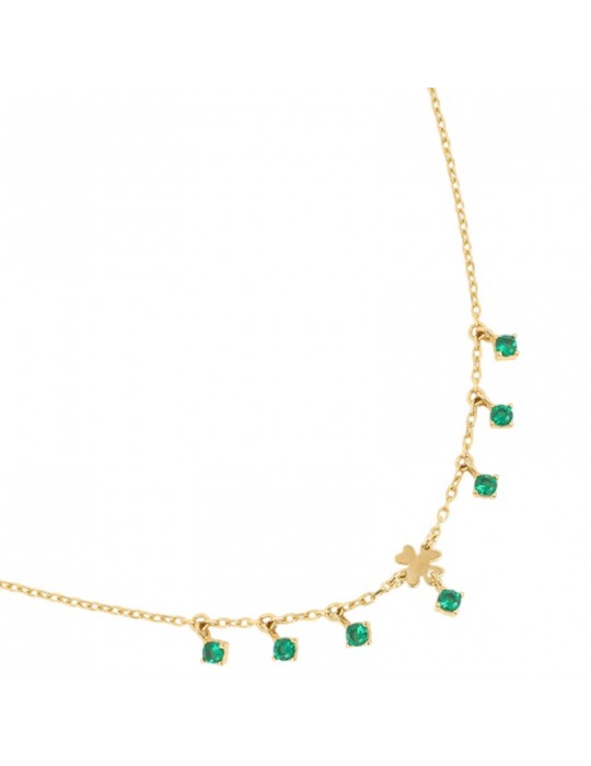 Rue des Mille Crewneck-Mini Four-leaf Clover-Green Zircons-GRZ024M2QUADAU