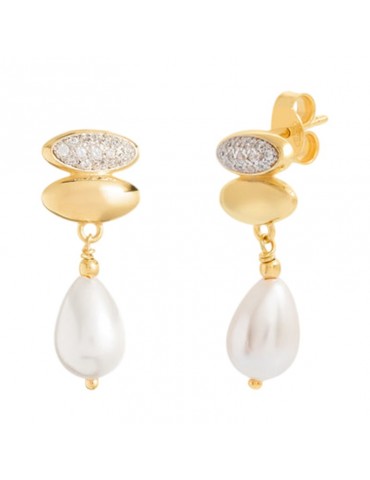 Orecchini Rue Des Mille - Doppia Ellisse - Perle Pendenti - ORZ029M2BAU