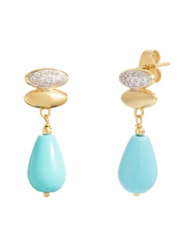 Rue Des Mille Earrings - Double Ellipse - Turquoise Paste -ORZ029M2TAU
