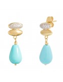 Rue Des Mille Earrings - Double Ellipse - Turquoise Paste -ORZ029M2TAU
