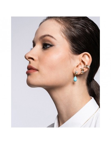 Rue Des Mille Earrings - Double Ellipse - Turquoise Paste -ORZ029M2TAU 2