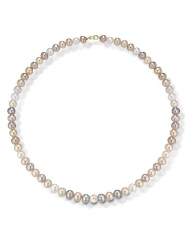 Lelune Young Necklace - with 5.5-6mm Multicolor Freshwater Pearls and 18K Yellow Gold Clasp - 0