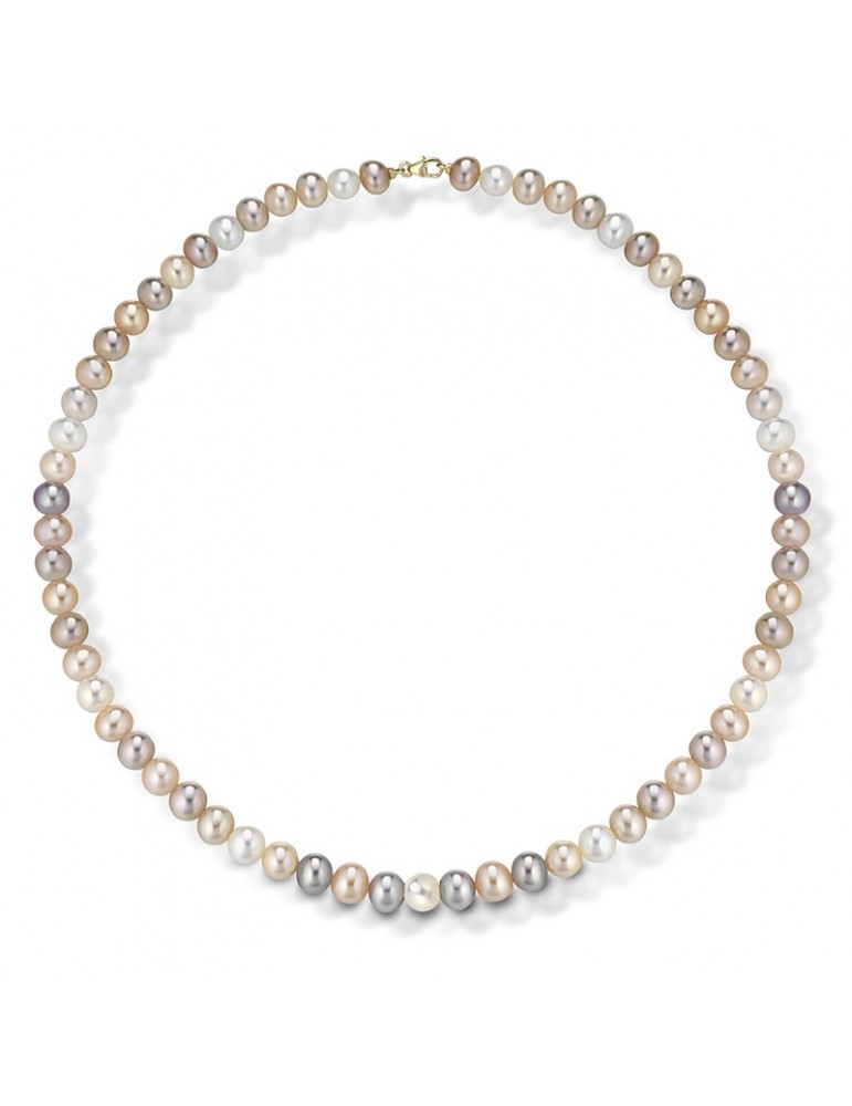 Lelune Young Necklace - with 5.5-6mm Multicolor Freshwater Pearls and 18K Yellow Gold Clasp - 0