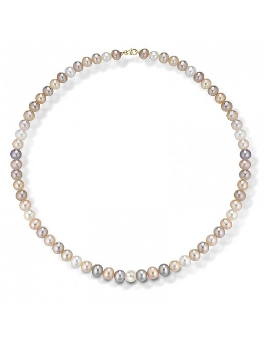 Lelune Young Necklace - with 5.5-6mm Multicolor Freshwater Pearls and 18K Yellow Gold Clasp - 0
