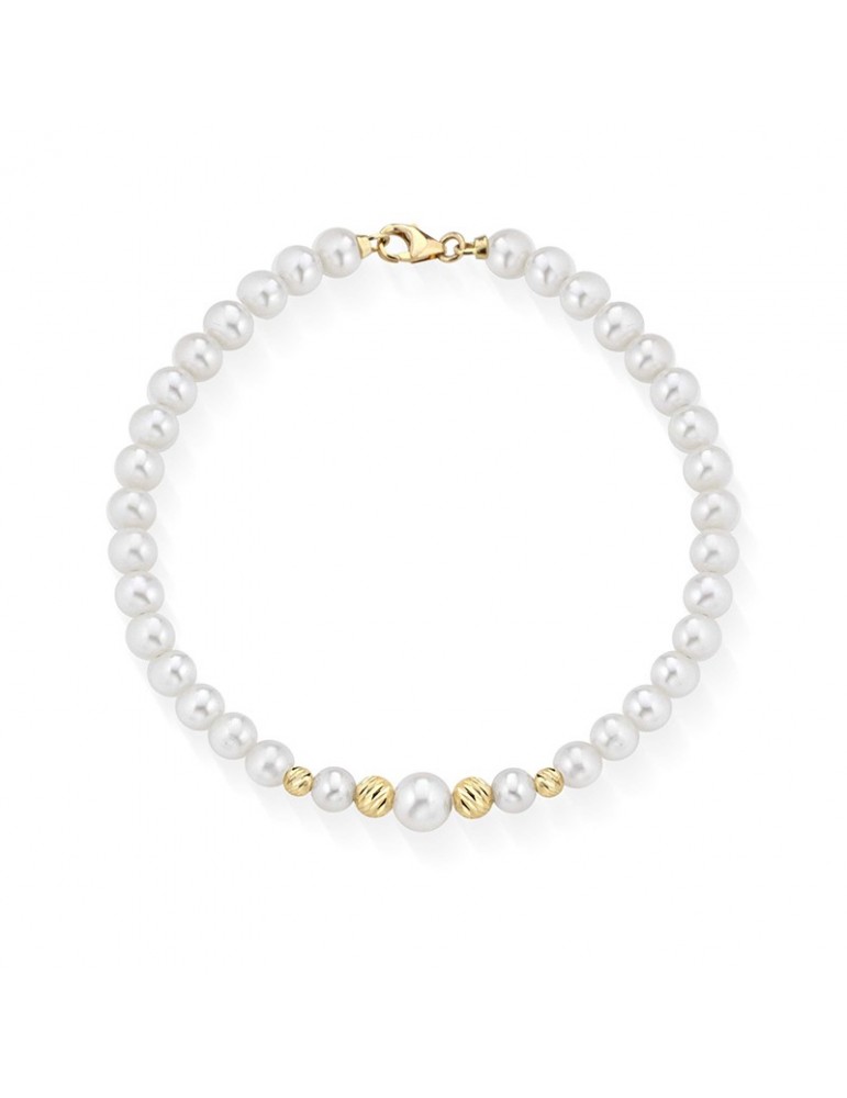 Lelune Bracelet - Starlight with 4.5-5 mm Cultured Pearls and 18K Yellow Gold Spheres - 0