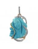 Silvia Kelly Turquoise Pendant with Diamonds - 0