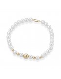 Bracciale Lelune - Young con Perle Coltivate 5.5-6 mm e Sfere in Oro Giallo 18 Carati - LLBR2942