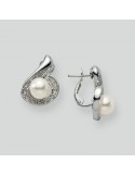 Nimei Earrings - 18K White Gold with 7-7.5mm Akoya Pearl and Natural Diamonds - 0