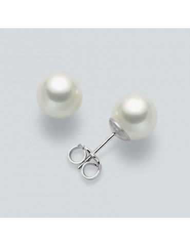 Miluna Woman's Earrings - in White Gold with 7,5-8 mm Pearls - 0