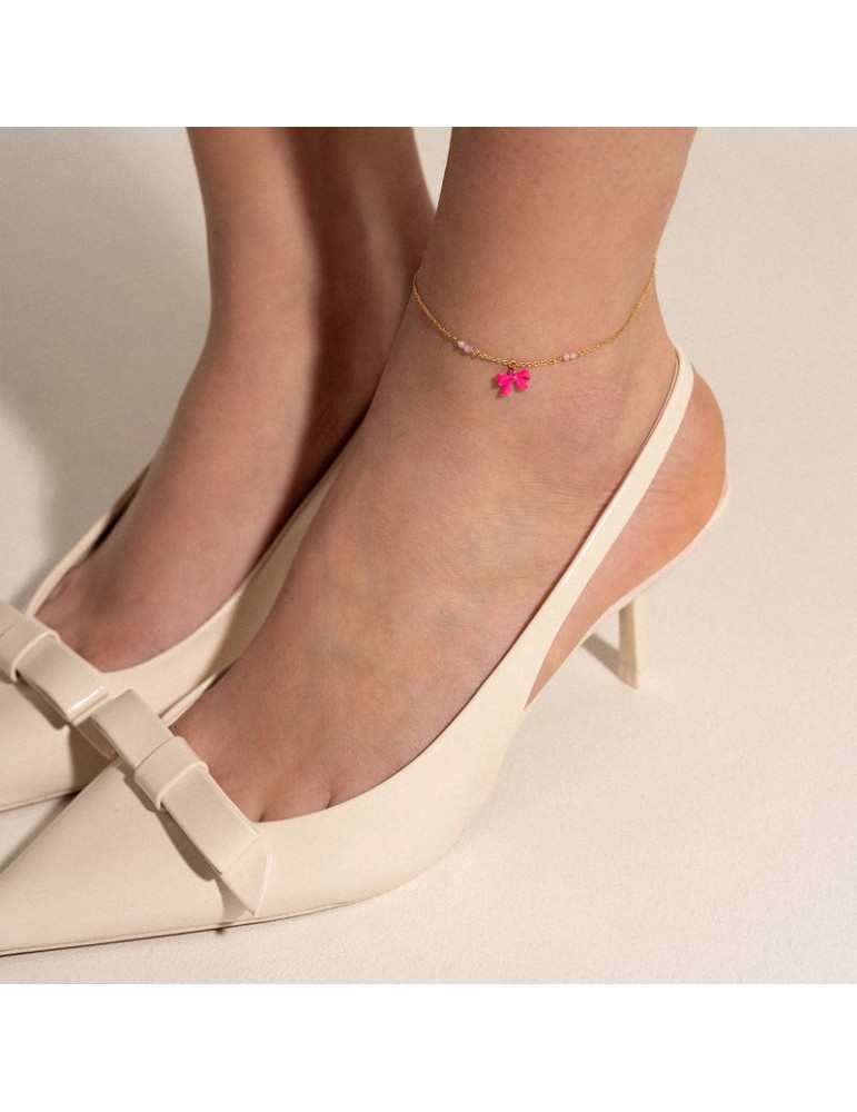 Cavigliera Rue Des Mille - Candybow -Gold-Fiocco Rosa Fluo-CAV022M1VAU