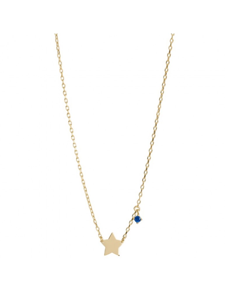 Girocollo Rue Des Mille - Dorato  - Stella -Punto Luce Blu-GRZ024STEAU