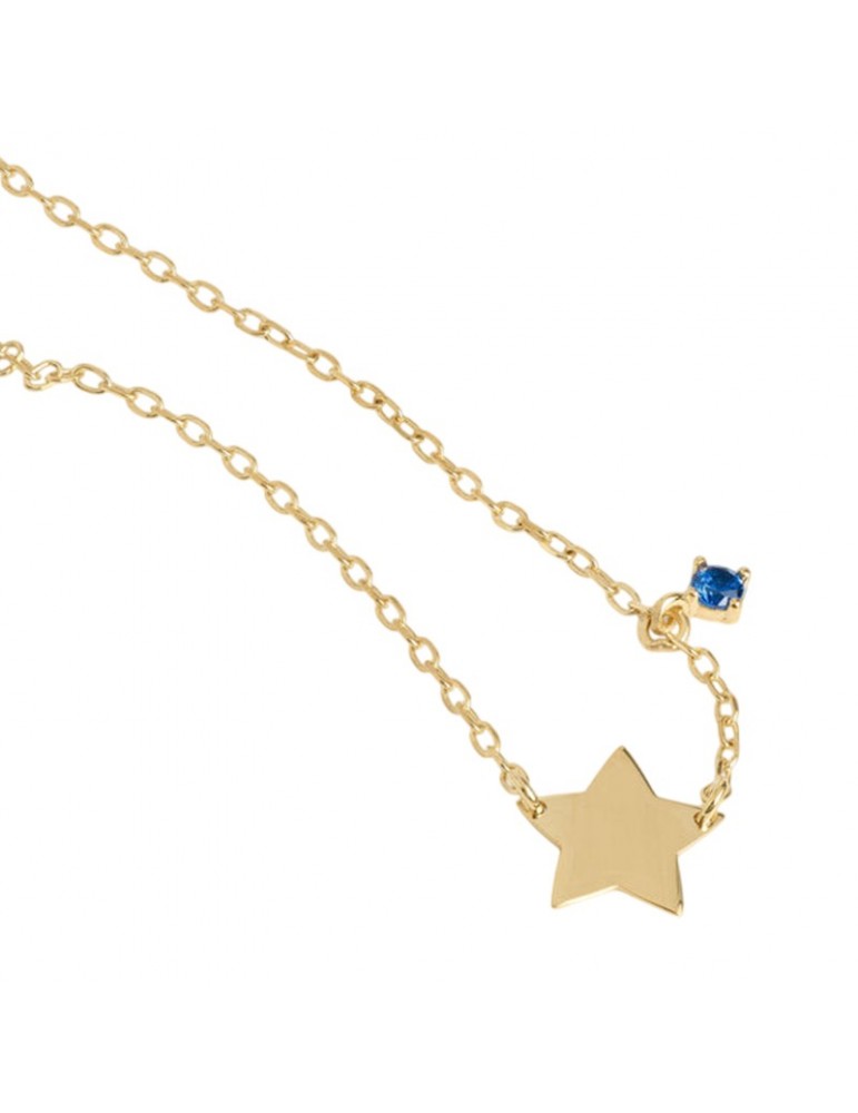 Girocollo Rue Des Mille - Dorato  - Stella -Punto Luce Blu-GRZ024STEAU