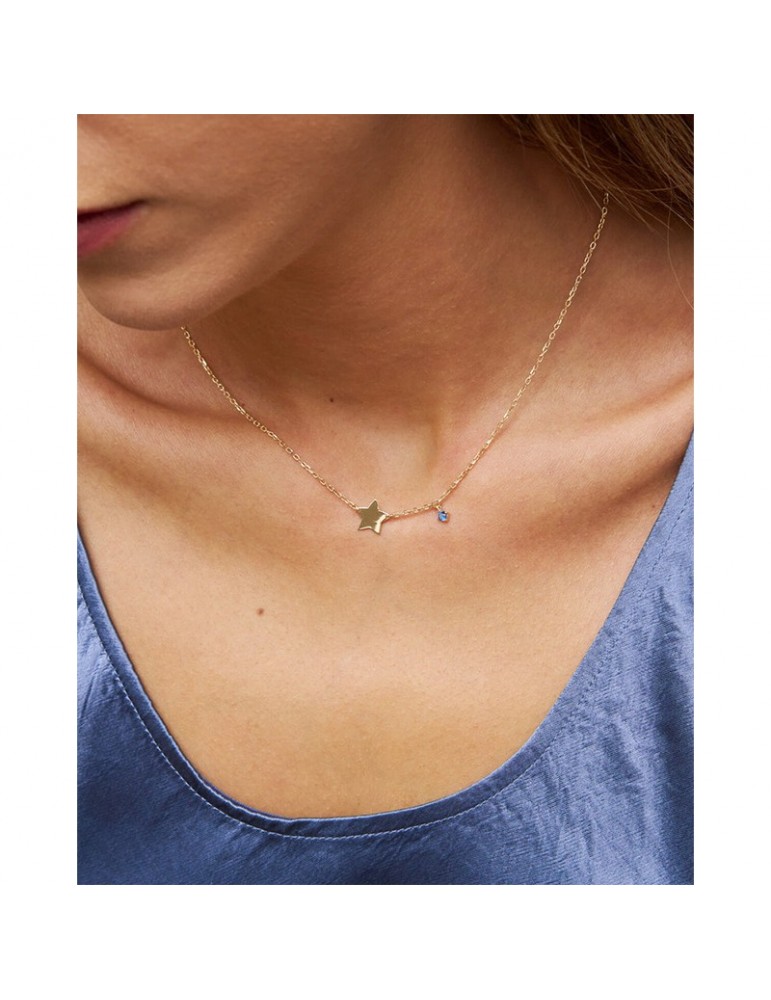 Rue Des Mille Choker - Golden - Star - Blue Light Point-GRZ024STEAU