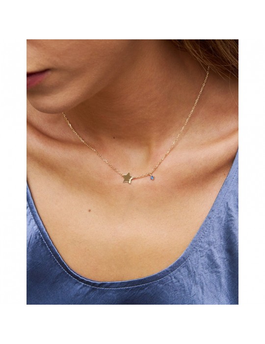 Rue Des Mille Choker - Golden - Star - Blue Light Point-GRZ024STEAU