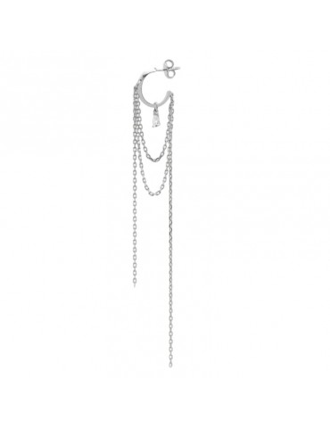 Mono-Orecchino Rue Des Mille-Rodiato-Doppio Cerchio e Frange-ORZ026M2RH