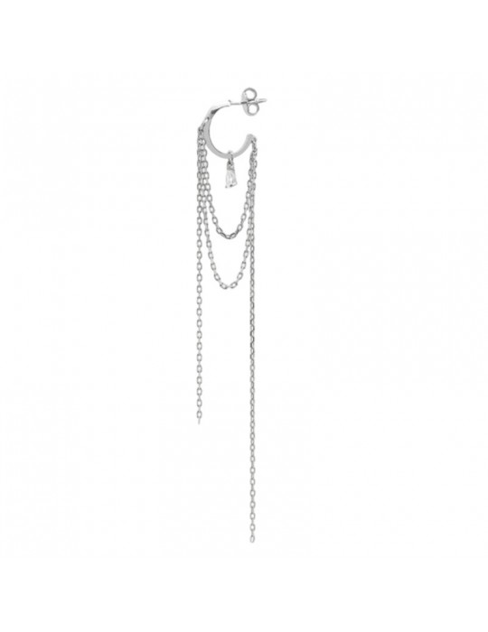 Mono-Orecchino Rue Des Mille-Rodiato-Doppio Cerchio e Frange-ORZ026M2RH