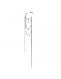 Rue Des Mille Mono-Earring-Rhodium-Double Hoop and Fringes-ORZ026M2RH