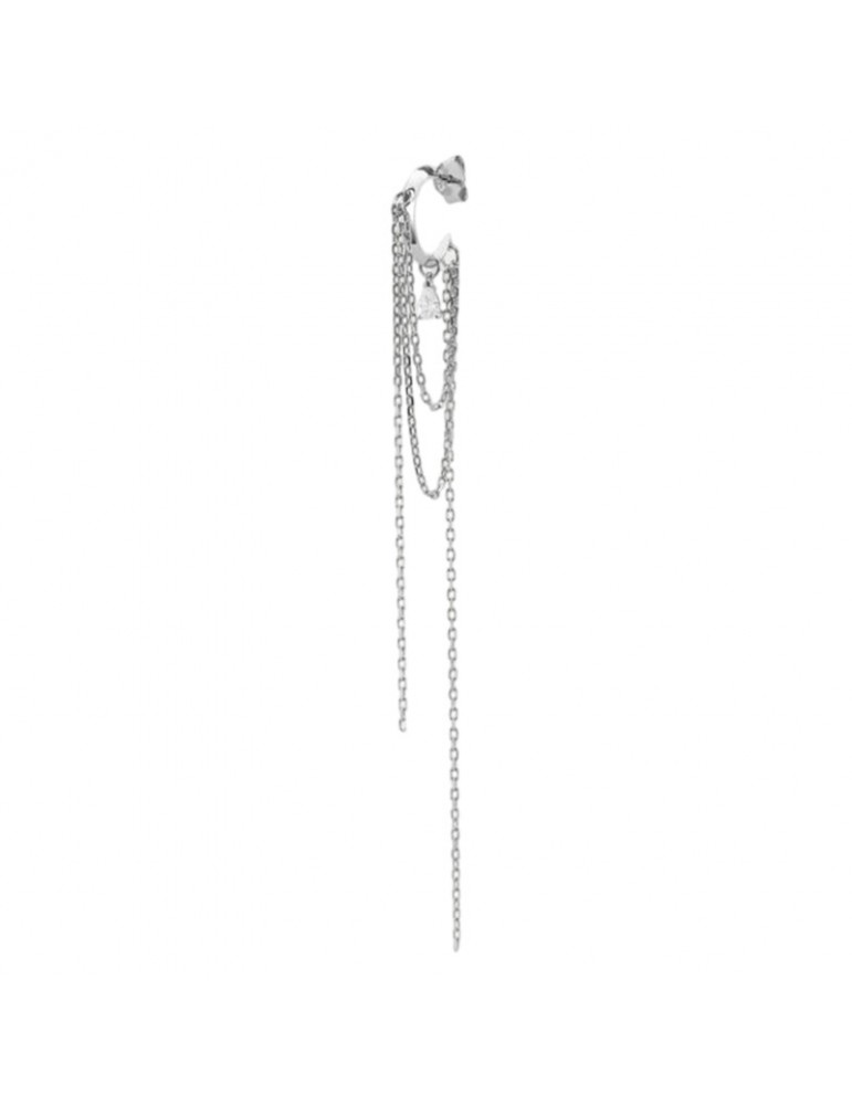 Mono-Orecchino Rue Des Mille-Rodiato-Doppio Cerchio e Frange-ORZ026M2RH