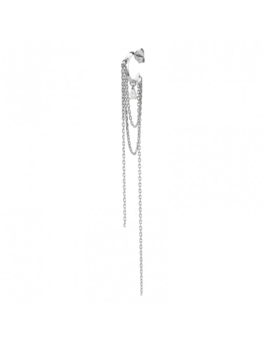 Mono-Orecchino Rue Des Mille-Rodiato-Doppio Cerchio e Frange-ORZ026M2RH